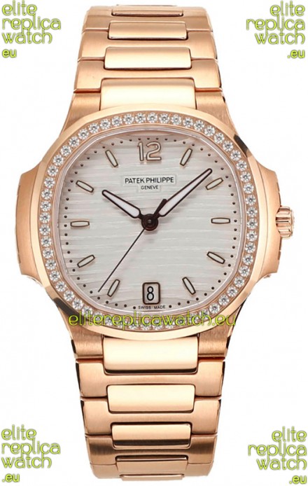 Patek Philippe Nautilus 7118R 35MM 1:1 Rose Gold White Dial 1:1 Mirror Replica Watch