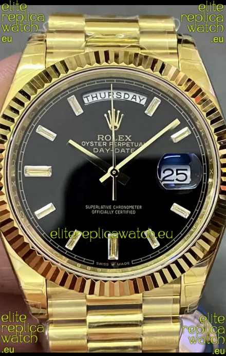 Rolex Day Date Presidential 18K Yellow Gold Watch 40MM - Black Dial 1:1 Mirror Quality