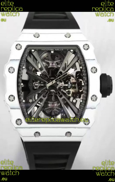 Richard Mille RM12-01 White Carbon Fiber Case Genuine Tourbillon Movement 1:1 Mirror Replica Watch