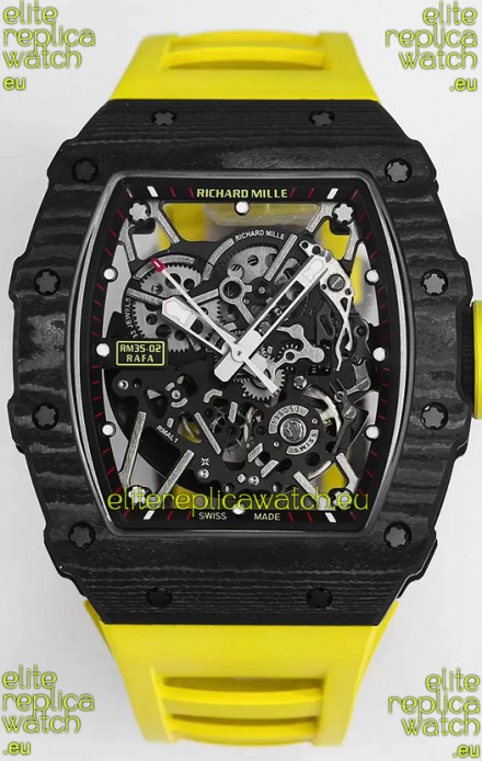 Richard Mille RM35-02 Rafael Nadal Carbon Fiber Casing with Genuine Tourbillon Super Clone Watch