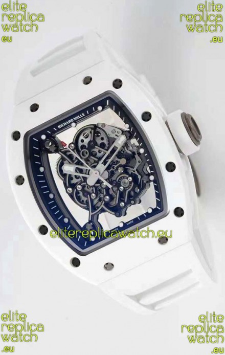 Richard Mille RM055 Ceramic Casing 1:1 Mirror Replica Watch in White Strap 
