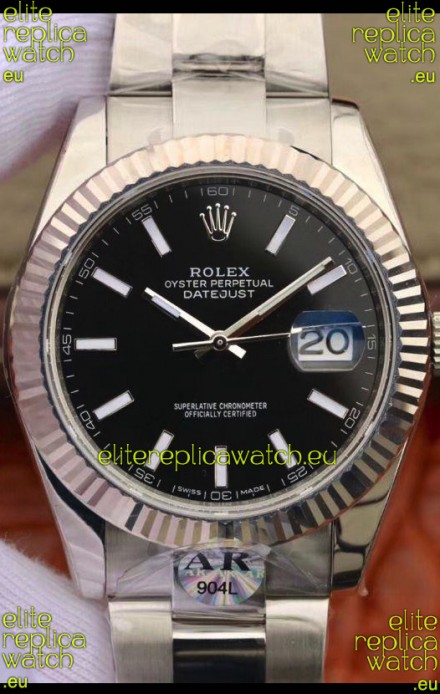 Rolex Datejust 41MM Cal.3135 Movement Swiss Replica Watch in 904L Steel Casing Black Dial