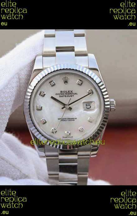 Rolex Datejust 41MM Cal.3135 Movement Swiss Replica Watch in 904L Steel Pearl Dial