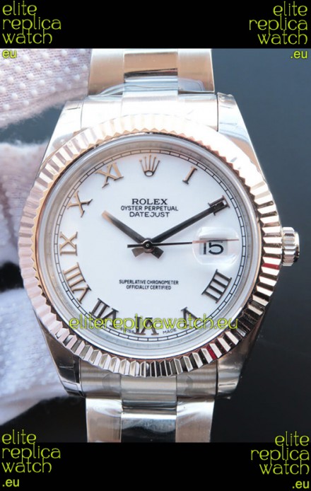 Rolex Datejust 41MM Cal.3135 Movement Swiss Replica Watch in 904L Steel Roman White Dial