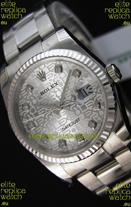 Rolex Datejust 36MM Cal.3135 Movement Swiss Replica Watch in Steel White Steel Dial