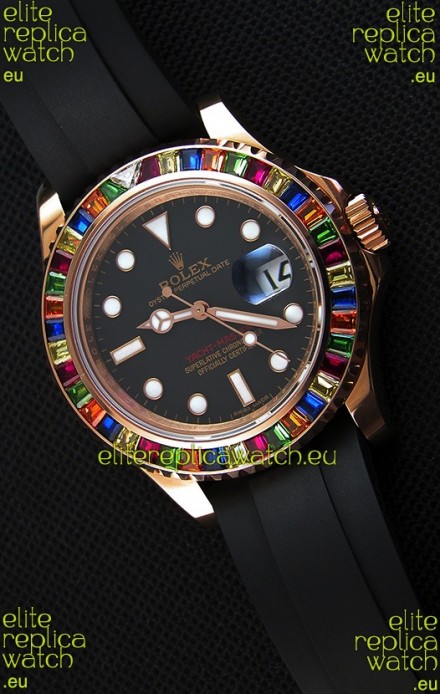 Rolex Yachtmaster 116695 Everose Gold Diamonds Cal.3135 Swiss 1:1 Ultimate 904L Steel Watch