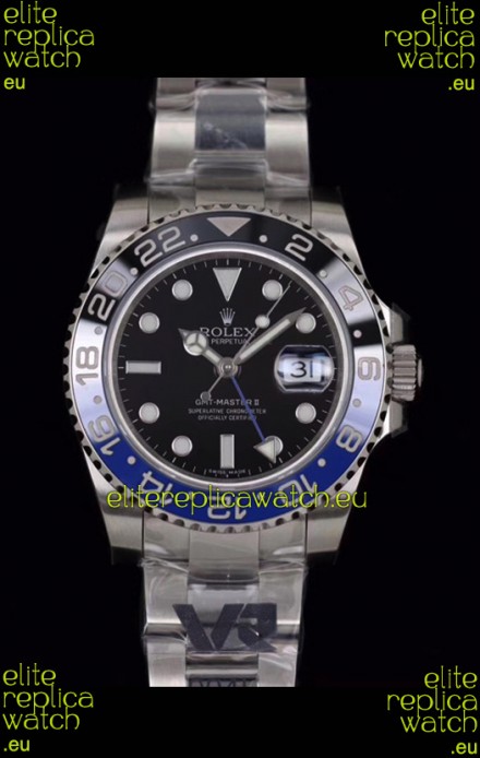 Rolex GMT Masters Batman Japanese Replica Movement Watch in Oyster Strap 