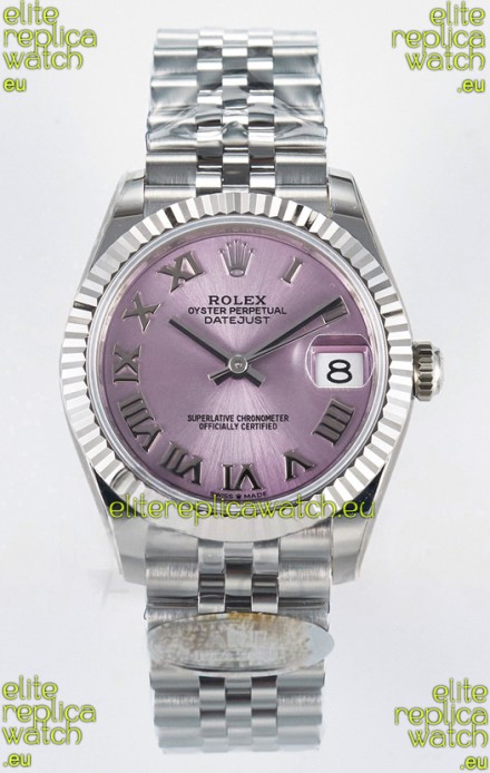 Rolex Super Clone Datejust ETA 2688 Movement 31MM Stainless Steel Pink Roman Dial Watch 