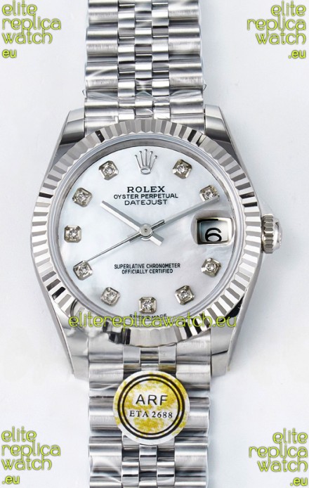 Rolex Super Clone Datejust ETA 2688 Movement 31MM Stainless Steel Pearl Dial Watch 