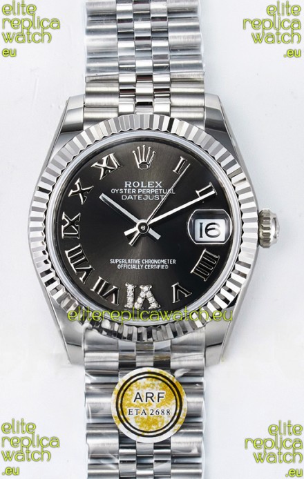 Rolex Super Clone Datejust ETA 2688 Movement 31MM Stainless Steel Grey Dial Watch 