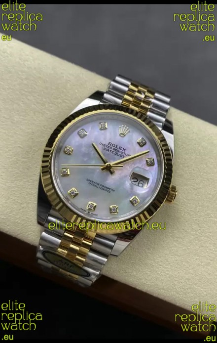 Rolex Datejust M126333 41MM ETA3235 72 Hours Power Pearl Dial Jubilee 1:1 Mirror Replica Yellow Gold 904L Steel