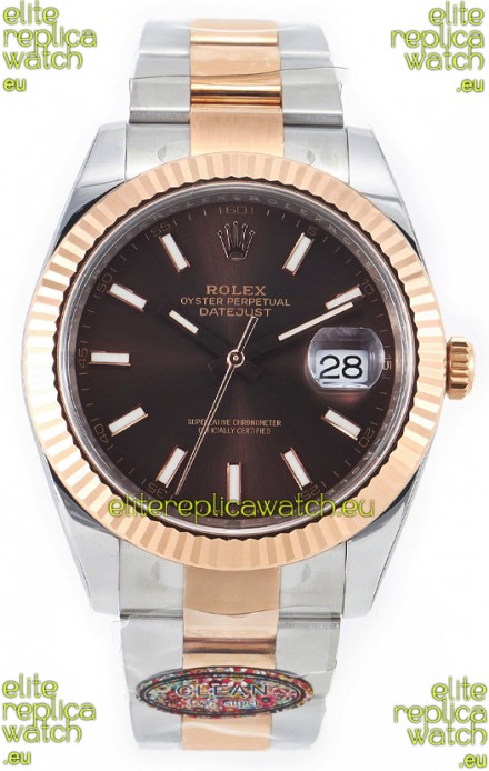 Rolex Datejust M126333 41MM ETA3235 72 Hours Power Brown Dial Oyster 1:1 Mirror Replica Rose Gold 904L Steel