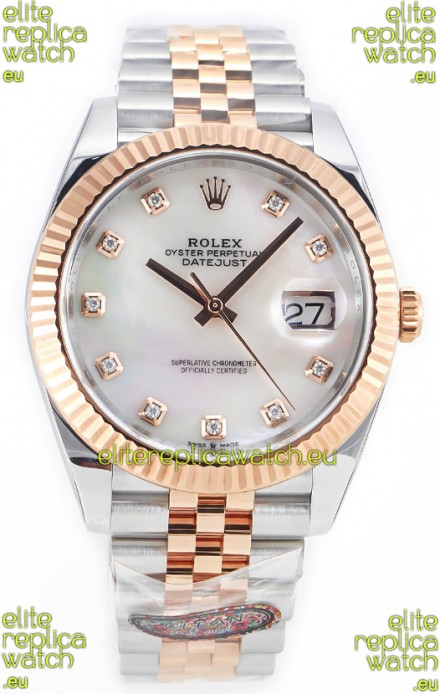 Rolex Datejust M126333 41MM ETA3235 72 Hours Power Pearl Dial Jubilee 1:1 Mirror Replica Rose Gold 904L Steel