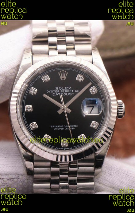 Rolex Datejust 126234 36MM Swiss Replica in 904L Steel in Black Dial 1:1 Mirror Replica