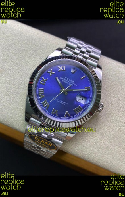 Rolex Datejust 41MM Swiss Replica in 904L Steel in Blue Dial - 1:1 Mirror Replica