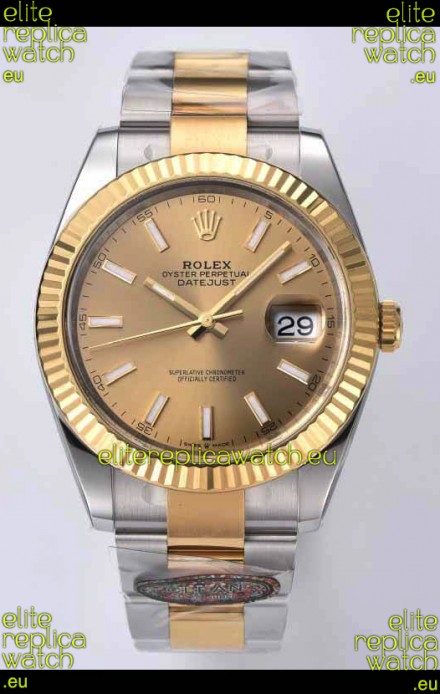 Rolex Datejust 126333 41MM Cal.3235 Swiss 1:1 Mirror Replica Watch in 904L Gold Dial