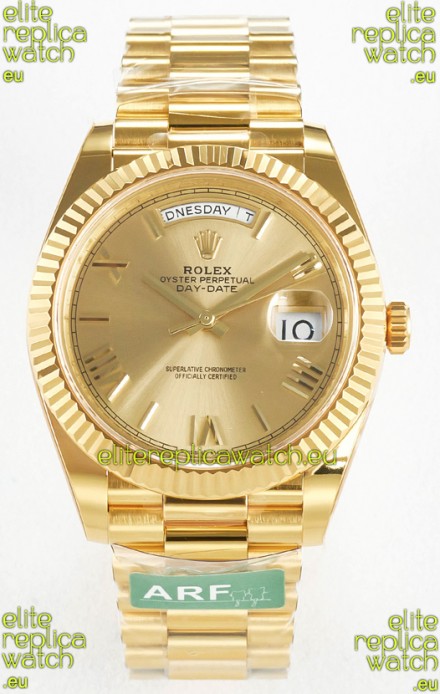 Rolex Day Date Super Clone 18K Yellow Gold Watch 40MM - Gold Dial 1:1 Mirror Quality