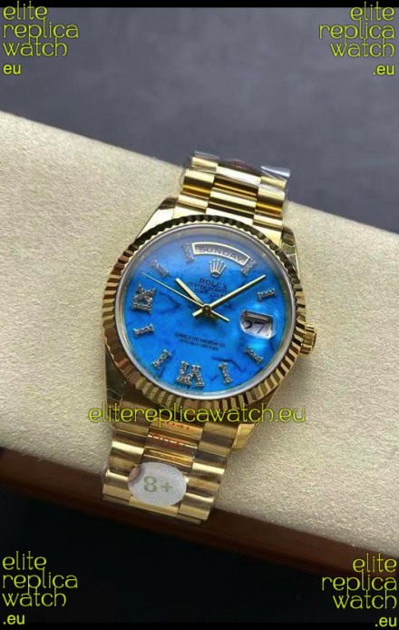 Rolex Day Date Turquoise Set 18K Yellow Gold Watch 36MM - 1:1 Mirror Replica Watch 