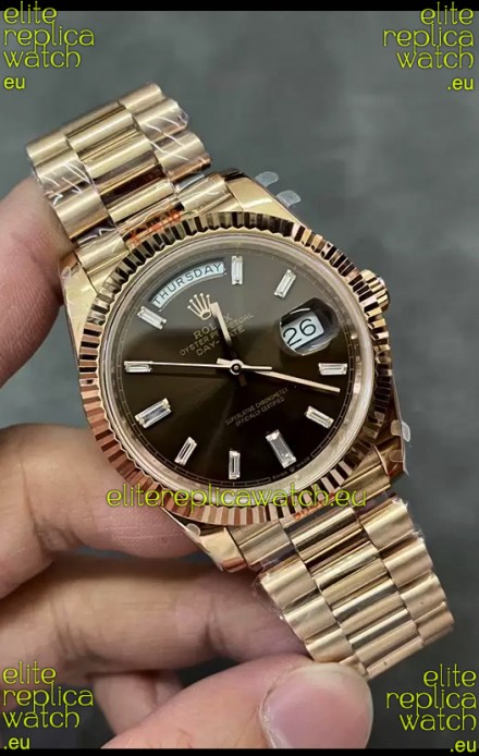 Rolex Day Date 40MM 228235 Rose Gold in Dark Brown Dial 1:1 Mirror Replica Watch
