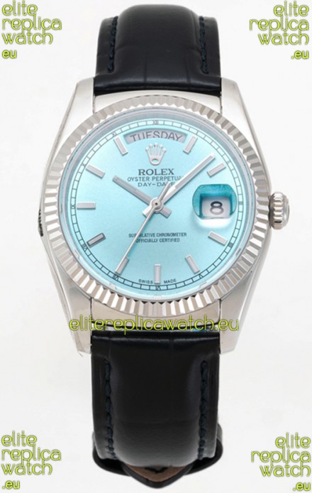 Rolex Day Date 904L Steel Casing Watch in Ice Blue Dial 36MM - 1:1 Mirror Quality