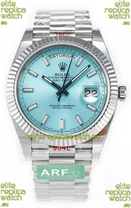 Rolex Day Date 904L Stainless Steel Tiffany Blue Stick Dial Watch 40MM - 1:1 Mirror Quality