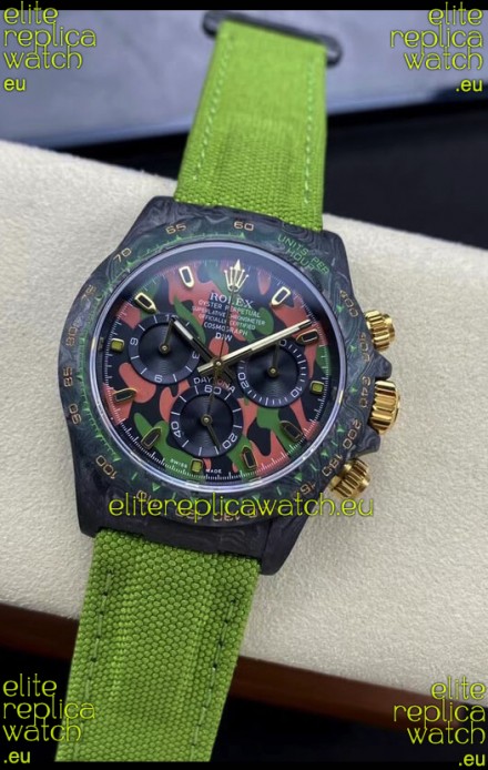 Rolex Daytona DiW Military Green Edition Watch - Forged Cabon Casing 1:1 Mirror Replica