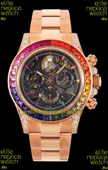 Rolex Daytona Blaken Gold 1:1 Swiss Mirror Replica Skeleton Dial Cal.4130 Movement