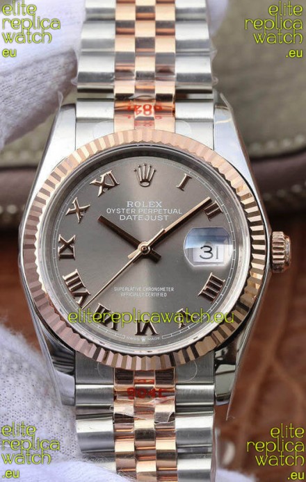 Rolex Datejust 36MM ETA-3135 Movement Swiss Replica in 904L Two Tone Grey Dial