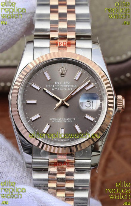 Rolex Datejust 36MM ETA-3135 Movement Swiss Replica in 904L Two Tone Grey Dial