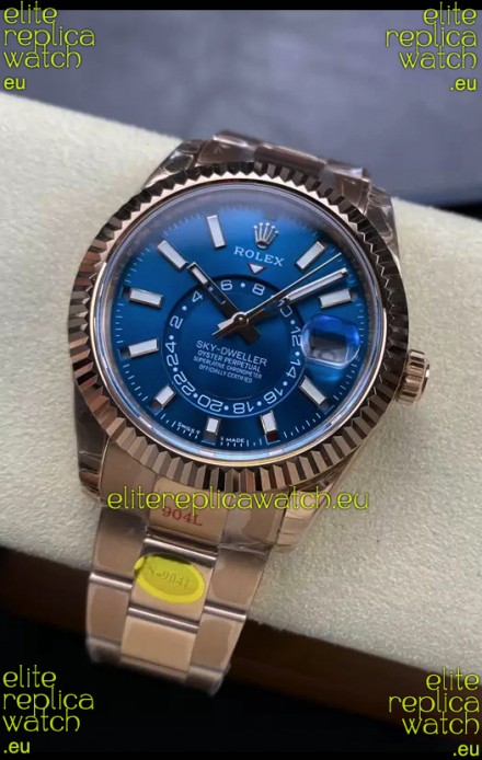 Rolex Sky-Dweller REF# 336935 Blue Dial Watch in Rose Gold 904L Steel Case 1:1 Mirror Replica