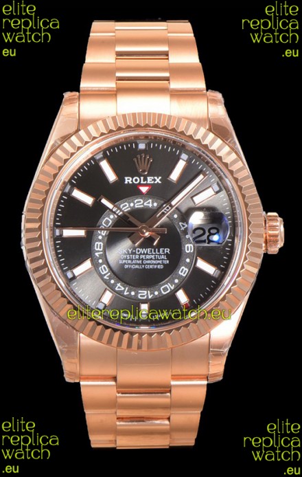 Rolex Sky-Dweller REF# 336235 Slate Dial Watch in Rose Gold 904L Steel Case 1:1 Mirror Replica