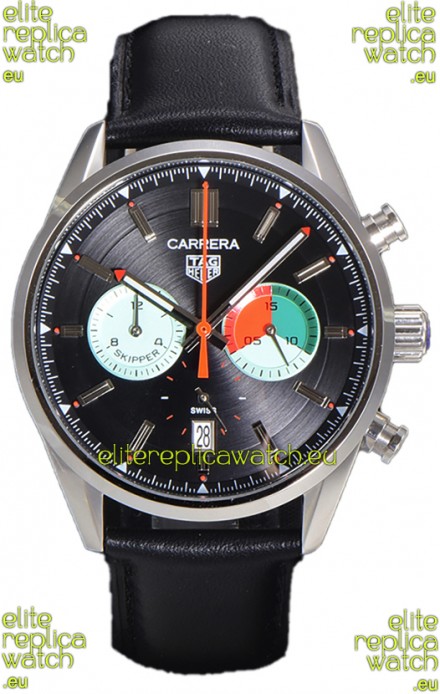 Tag Heuer Carrera Carrera Skipper 39 Chronograph Swiss Quartz Replica Watch Black Dial 