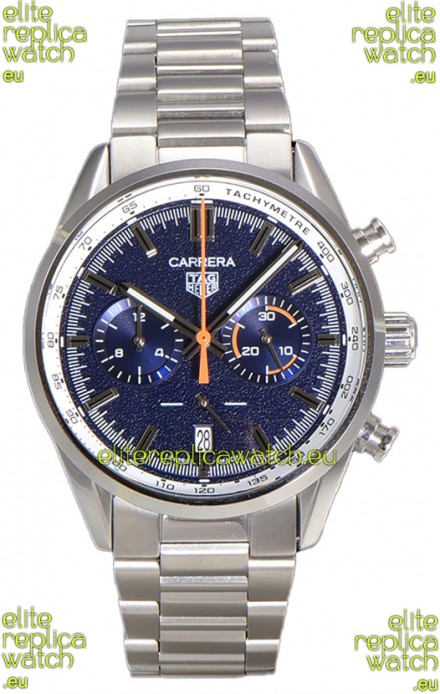 Tag Heuer Carrera Chronograph 43 Swiss Quartz Replica Watch Blue Dial Steel Strap 
