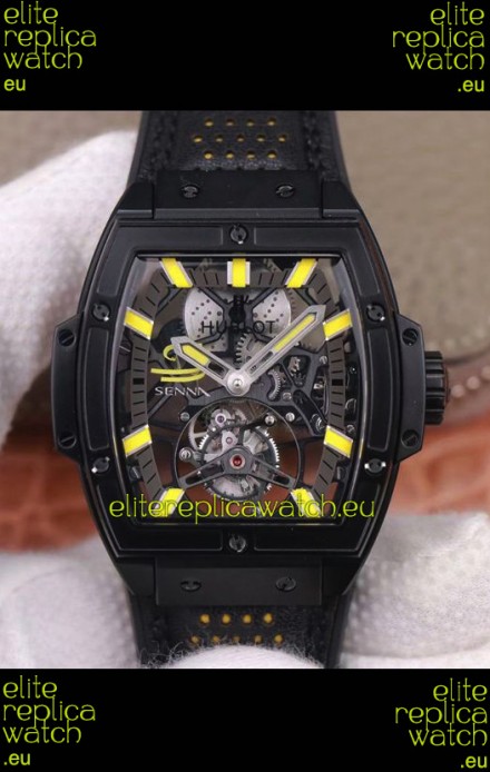 Hublot Masterpiece MP Senna Edition Genuine Tourbillon Swiss Replica Watch in PVD Coating