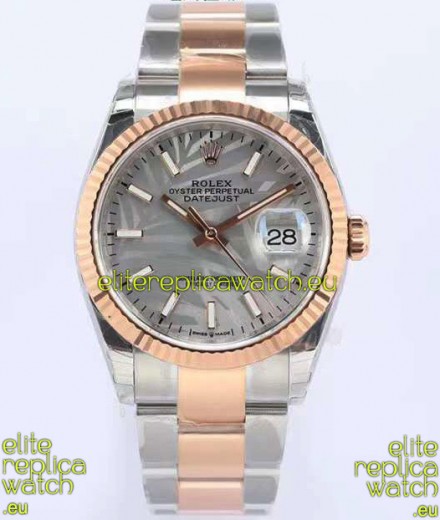 Rolex Datejust Palm Motif Dial 36MM Cal.3135 Movement Swiss Replica Watch in 904L Two Tone Casing