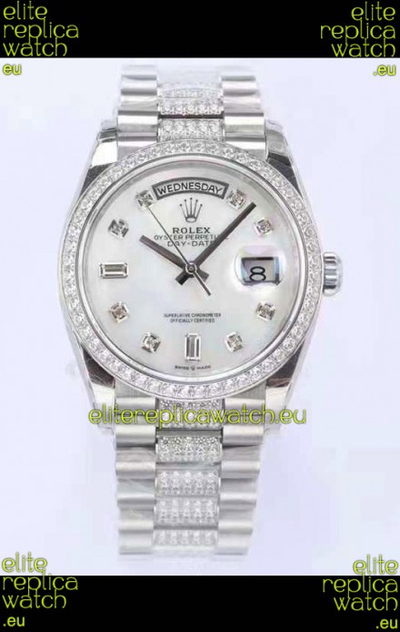 Rolex Day Date Presidential 904L Steel 36MM - White Pearl Dial 1:1 Mirror Quality Watch
