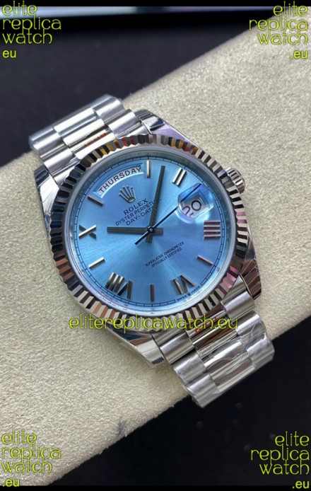 Rolex Day Date M228236-0012 904L Steel 40MM - Ice Blue Dial 1:1 Mirror Replica