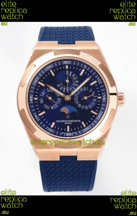 Vacheron Constantin Overseas Perpetual Calendar Ultra-Thin Blue Dial Rose Gold Casing Replica