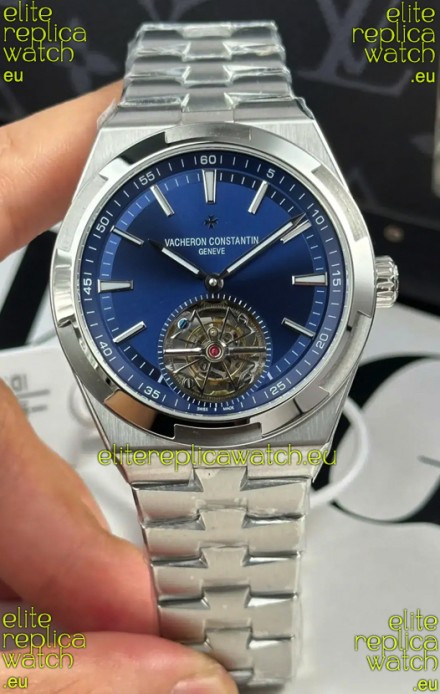Vacheron Constantin Overseas Tourbillon Stainless Steel in Blue Dial Gold Strap 1:1 Mirror Replica