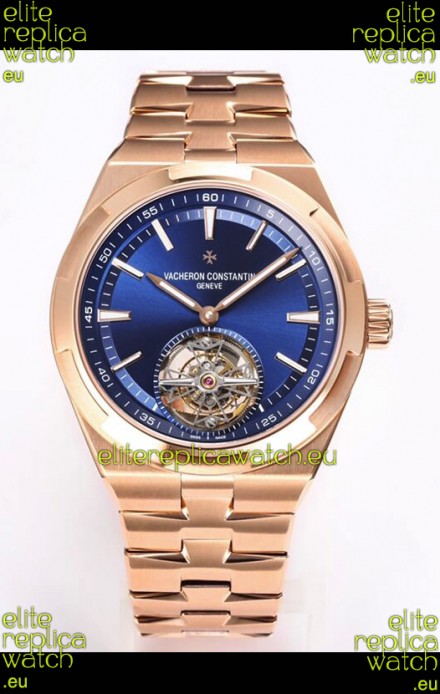 Vacheron Constantin Overseas Tourbillon Rose Gold in Blue Dial Gold Strap 1:1 Mirror Replica