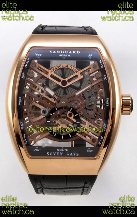 Franck Muller V45 Tourbillon Skeleton Rose Gold Super Clone Watch 