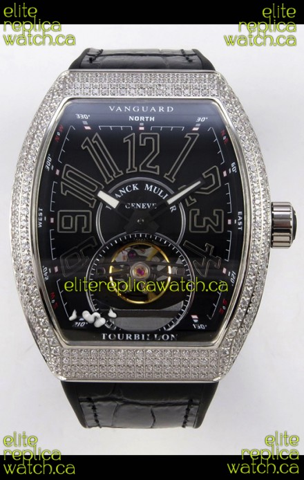 Franck Muller V45 Tourbillon Stainless Steel Diamonds Super Clone Watch 