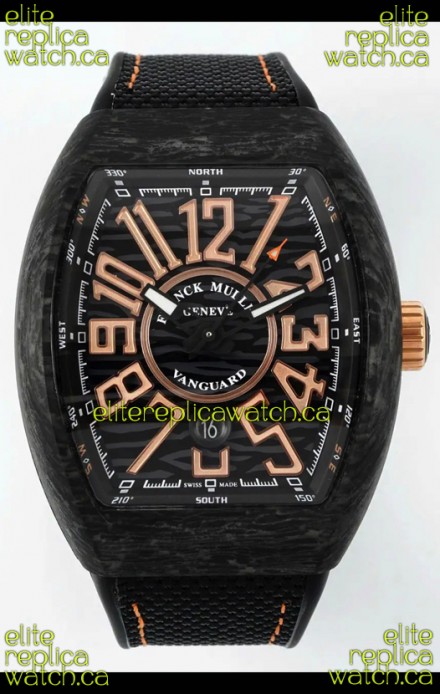 Franck Muller Super Clone Vanguard V45 Racing Carbon Watch in Nylon Strap