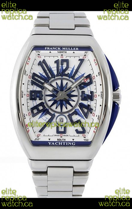 Franck Muller Vanguard Yachting V45 Stainless Steel White Dial Swiss Replica Watch