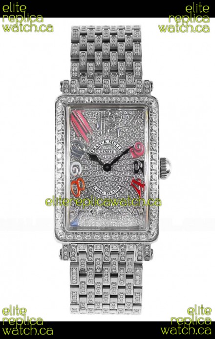 Franck Muller Long Island Color Dreams Stainless Steel Diamonds Swiss Replica Watch 