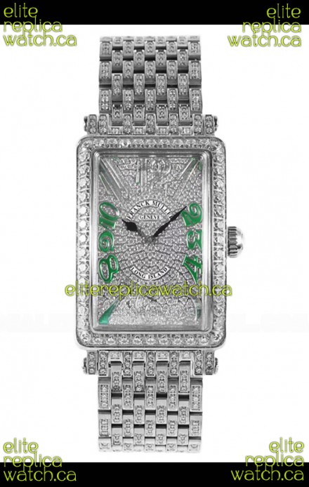 Franck Muller Long Island Stainless Steel Diamonds Swiss Replica Watch 