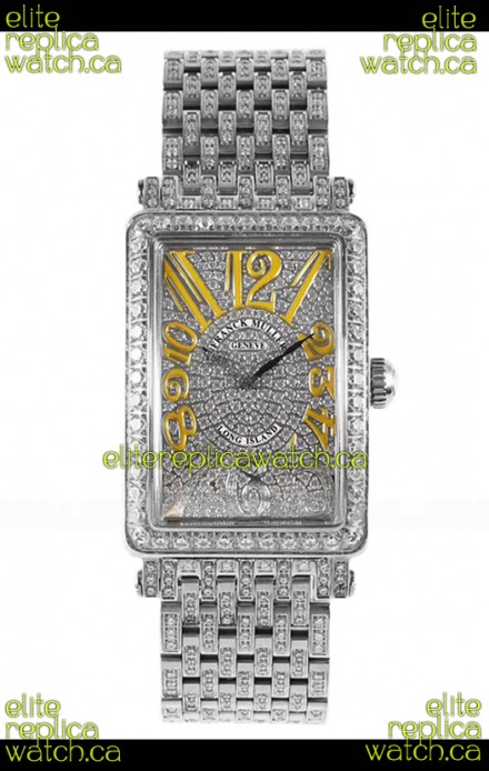 Franck Muller Long Island Stainless Steel Diamonds Swiss Replica Watch 