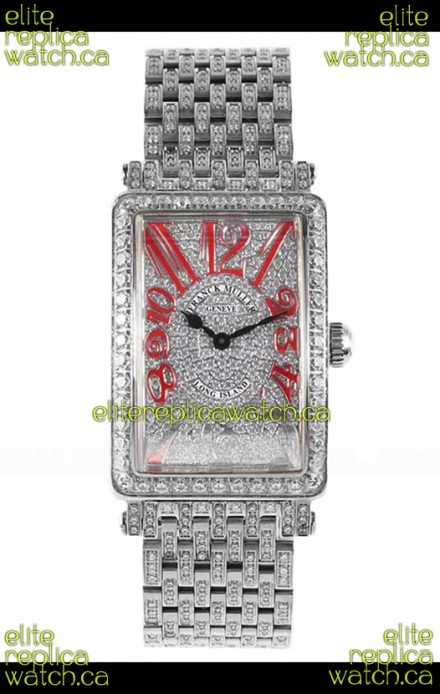 Franck Muller Long Island Stainless Steel Diamonds Swiss Replica Watch 