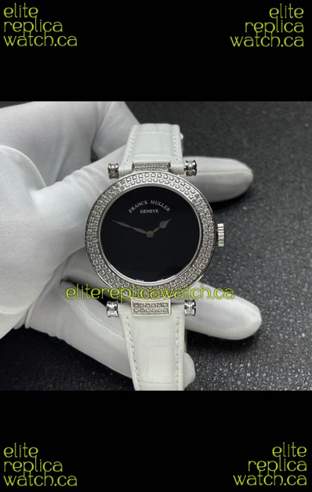 Franck Muller Double Mystery Swiss Quartz Watch in Steel Diamonds Casing