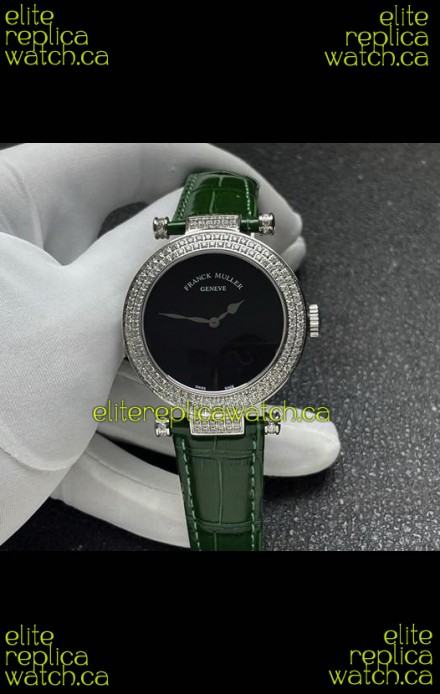 Franck Muller Double Mystery Swiss Quartz Watch in Steel Diamonds Casing